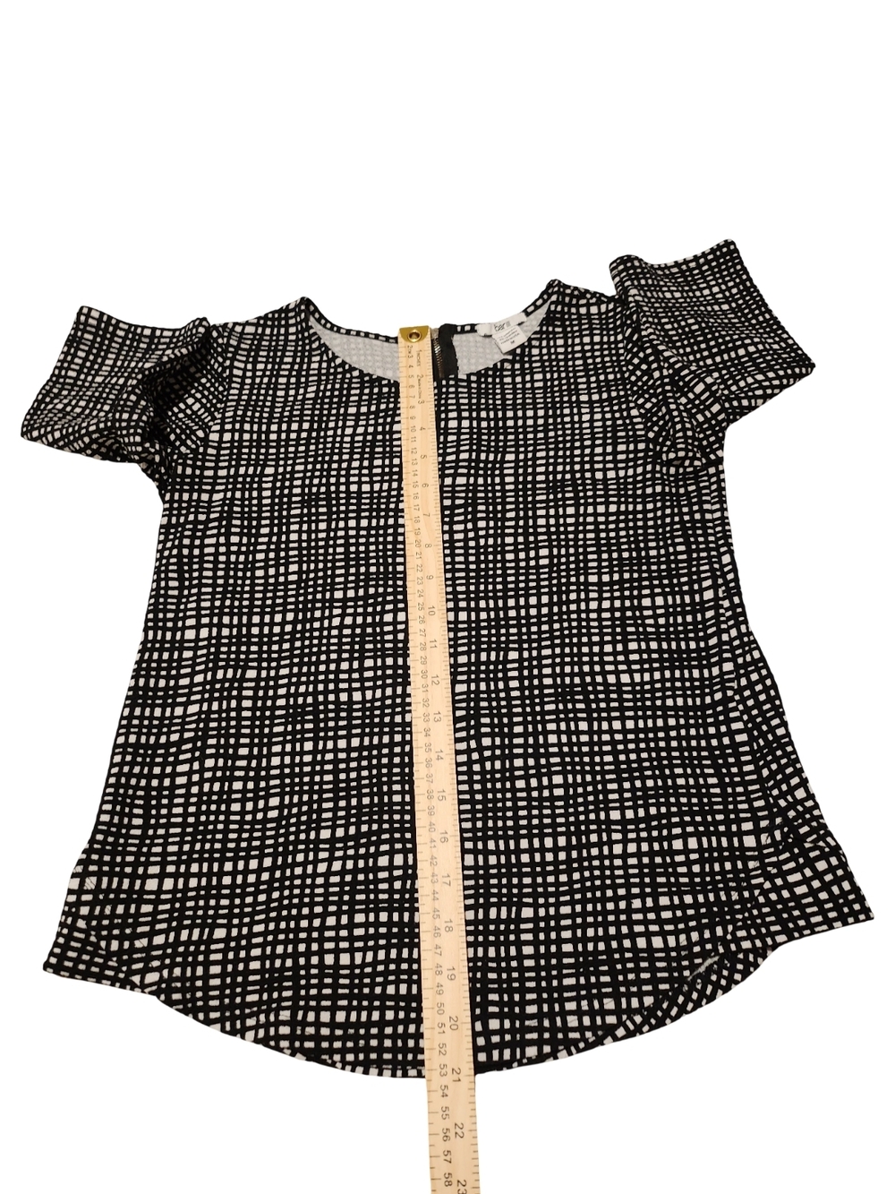 Bar III Black and White Grid Print Blouse - Picture 3 of 7